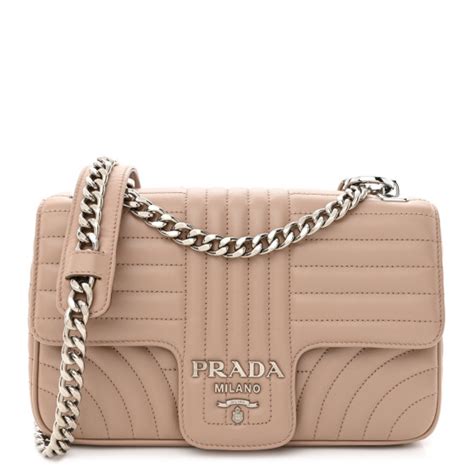 PRADA Soft Calfskin Impunture Diagramme Medium Chain Flap 